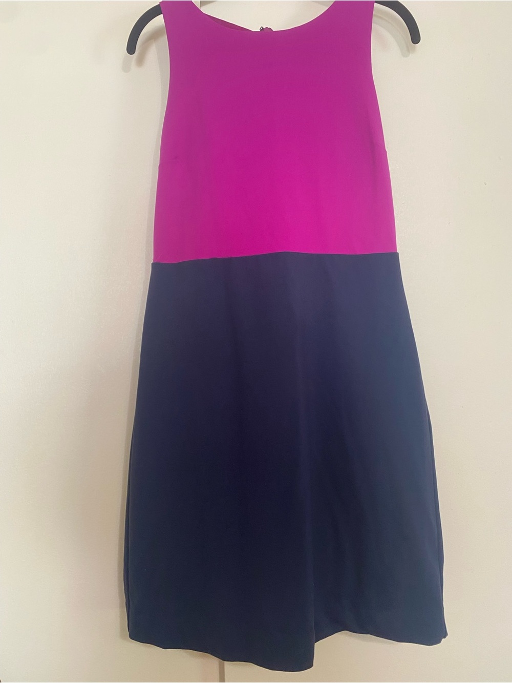 Colorblock A-Line Skirt - Pink & Navy Cynthia Rowley size M office chic soft